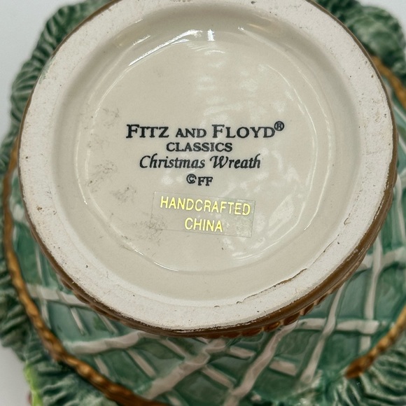 Vintage Fitz and Floyd Christmas Florentine Sugar Bowl w/ Lid 1996 Retired - Picture 11 of 16